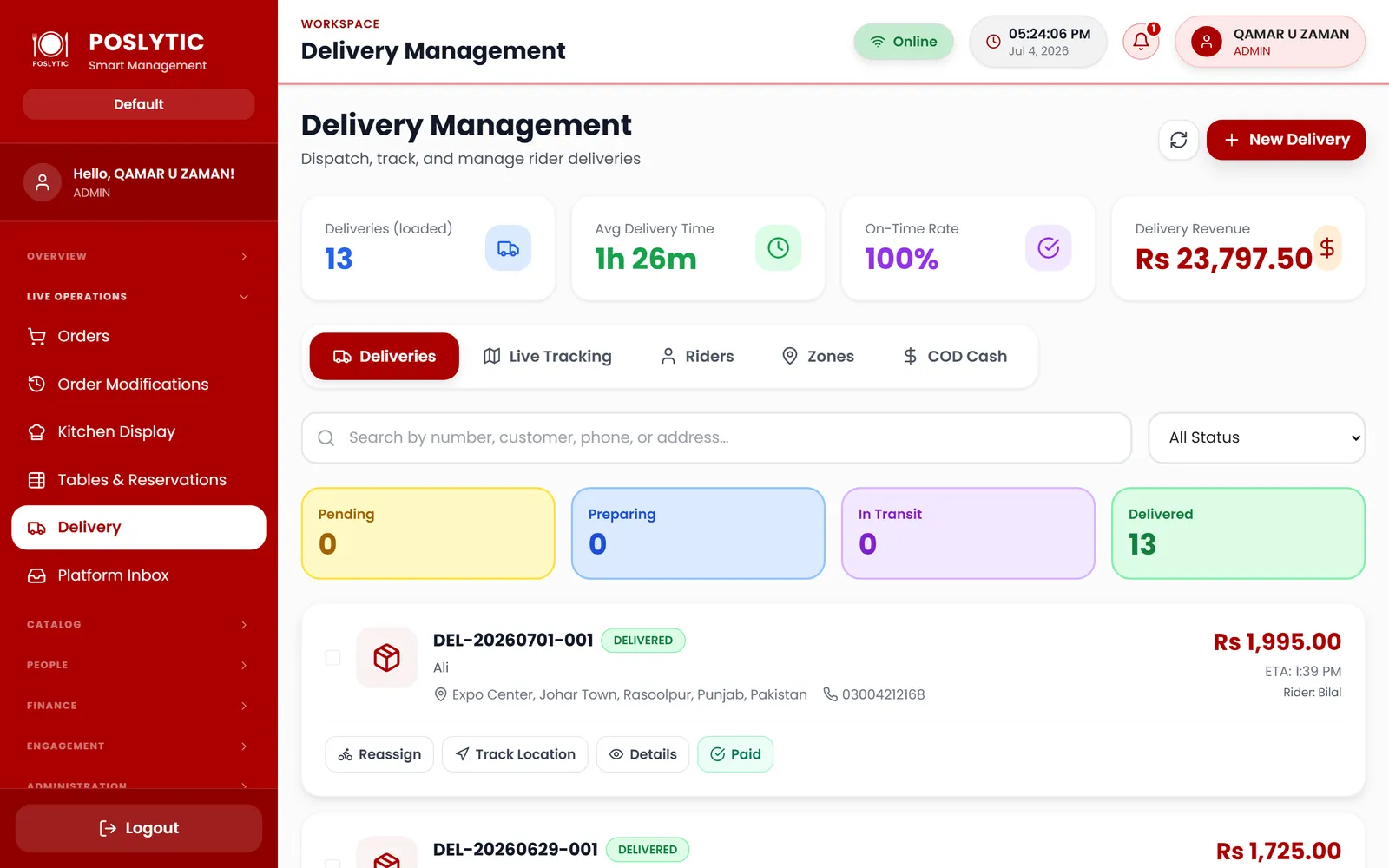 Delivery dispatch