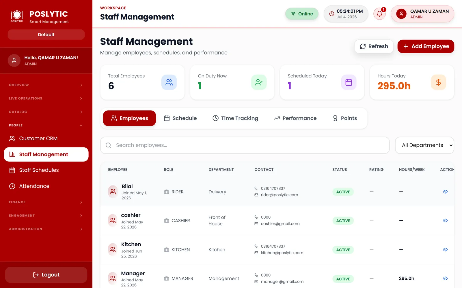 Staff management